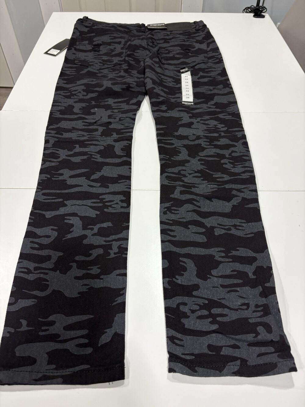 Street Jeans Men's Skinny Fit Camo Distressed Jeans Balck/Gray